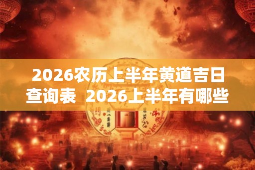 2026农历上半年黄道吉日查询表  2026上半年有哪些好日子