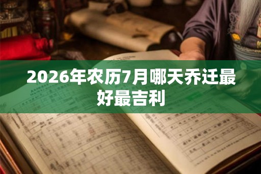 2026年农历7月哪天乔迁最好最吉利