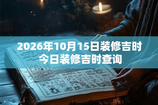 2026年10月15日装修吉时 今日装修吉时查询