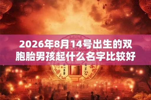 2026年8月14号出生的双胞胎男孩起什么名字比较好，五行属什么