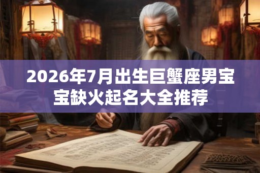 2026年7月出生巨蟹座男宝宝缺火起名大全推荐
