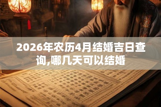 2026年农历4月结婚吉日查询,哪几天可以结婚