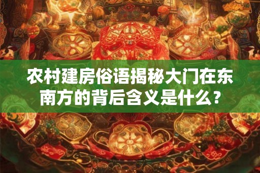 农村建房俗语揭秘大门在东南方的背后含义是什么？