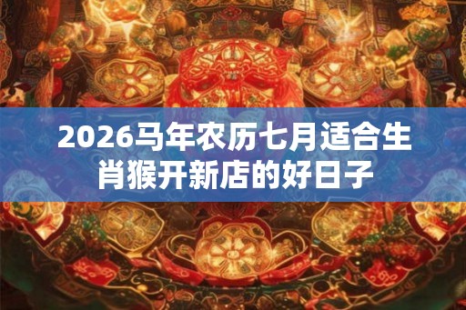 2026马年农历七月适合生肖猴开新店的好日子