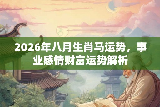2026年八月生肖马运势，事业感情财富运势解析
