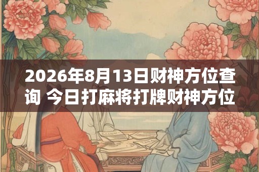 2026年8月13日财神方位查询 今日打麻将打牌财神方位