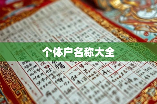 个体户名称大全