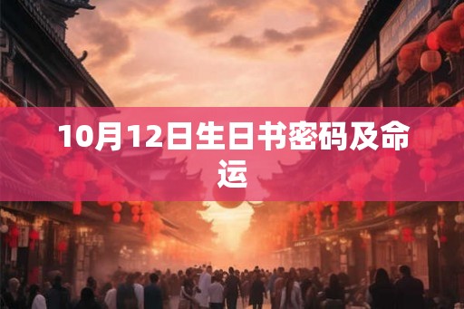 10月12日生日书密码及命运