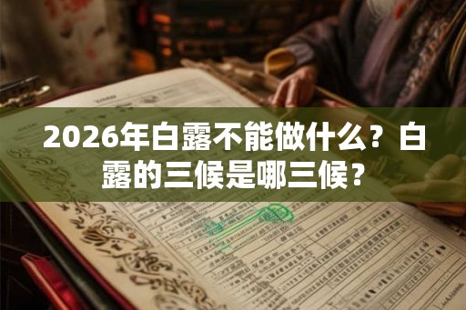 2026年白露不能做什么？白露的三候是哪三候？