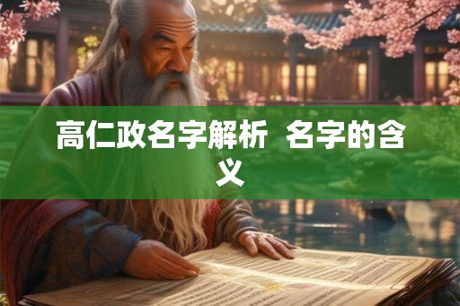 高仁政名字解析  名字的含义
