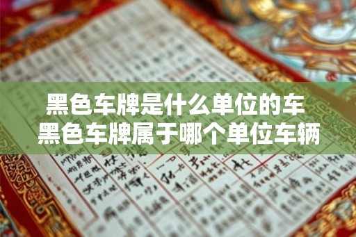 黑色车牌是什么单位的车 黑色车牌属于哪个单位车辆