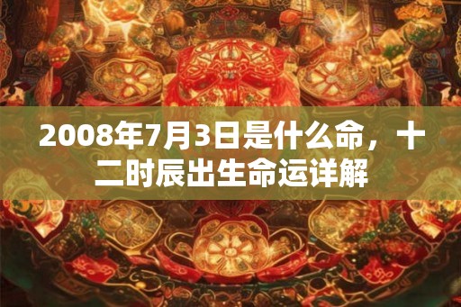 2008年7月3日是什么命，十二时辰出生命运详解