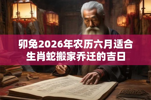 卯兔2026年农历六月适合生肖蛇搬家乔迁的吉日