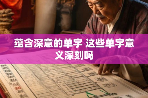 蕴含深意的单字 这些单字意义深刻吗