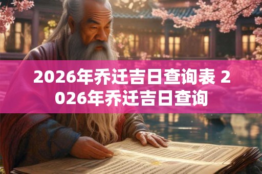 2026年乔迁吉日查询表 2026年乔迁吉日查询