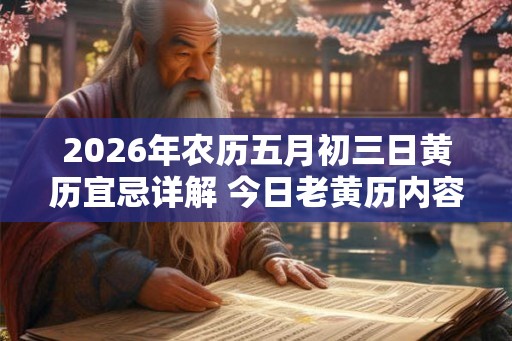 2026年农历五月初三日黄历宜忌详解 今日老黄历内容 2026年农历五月初三日黄历宜忌详解 今日老黄历内容