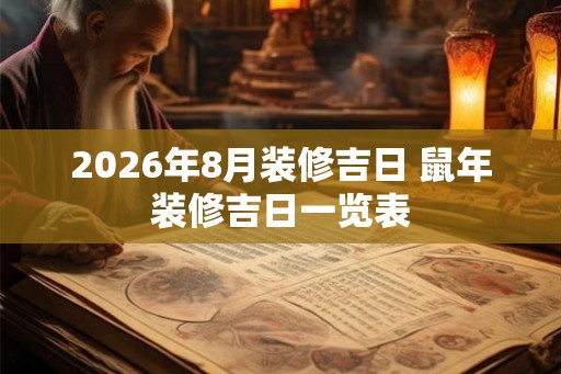 2026年8月装修吉日 鼠年装修吉日一览表 2026年8月装修吉日 鼠年装修吉日一览表