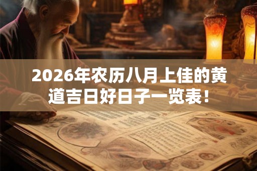 2026年农历八月上佳的黄道吉日好日子一览表! 2026年农历八月上佳的黄道吉日好日子一览表!