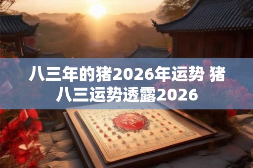 八三年的猪2026年运势 猪八三运势透露2026