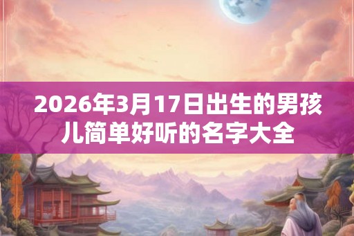 2026年3月17日出生的男孩儿简单好听的名字大全