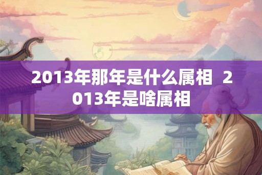 2013年那年是什么属相  2013年是啥属相