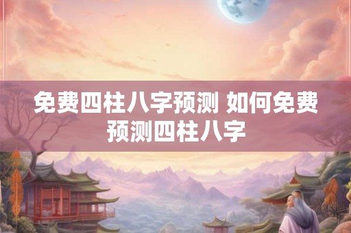 免费四柱八字预测 如何免费预测四柱八字