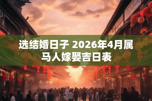 选结婚日子 2026年4月属马人嫁娶吉日表