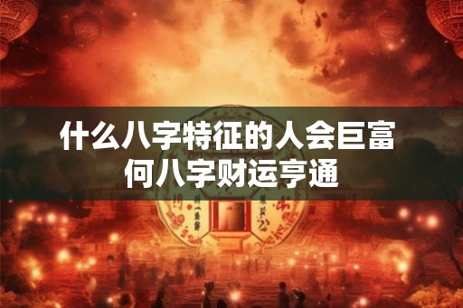 什么八字特征的人会巨富 何八字财运亨通