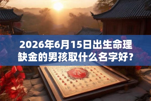 2026年6月15日出生命理缺金的男孩取什么名字好？