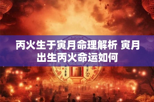 丙火生于寅月命理解析 寅月出生丙火命运如何