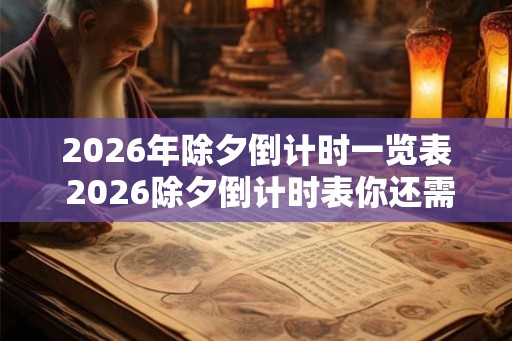 2026年除夕倒计时一览表 2026除夕倒计时表你还需要多久