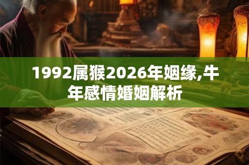 1992属猴2026年姻缘,牛年感情婚姻解析