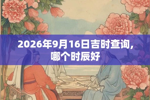 2026年9月16日吉时查询,哪个时辰好 2026年9月16日吉时查询,哪个时辰好