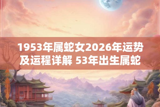 1953年属蛇女2026年运势及运程详解 53年出生属蛇人2026全年每月运势女性