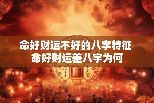 命好财运不好的八字特征 命好财运差八字为何