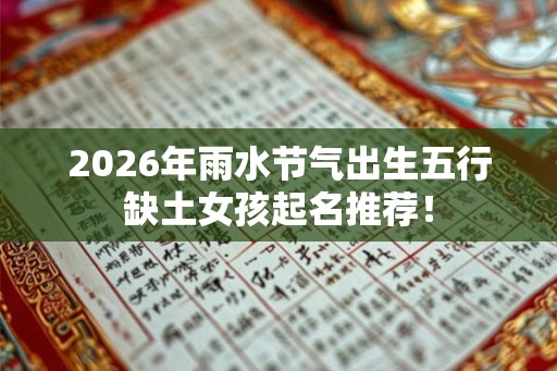 2026年雨水节气出生五行缺土女孩起名推荐！