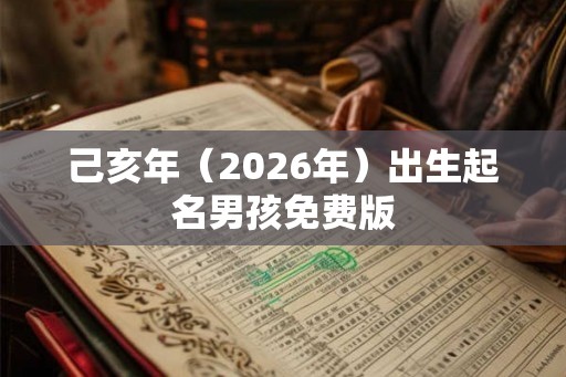 己亥年（2026年）出生起名男孩免费版