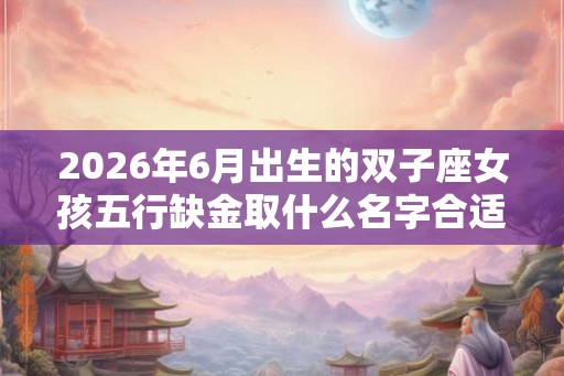 2026年6月出生的双子座女孩五行缺金取什么名字合适