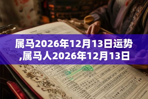 属马2026年12月13日运势,属马人2026年12月13日财运,生肖马2026年12月13日运势