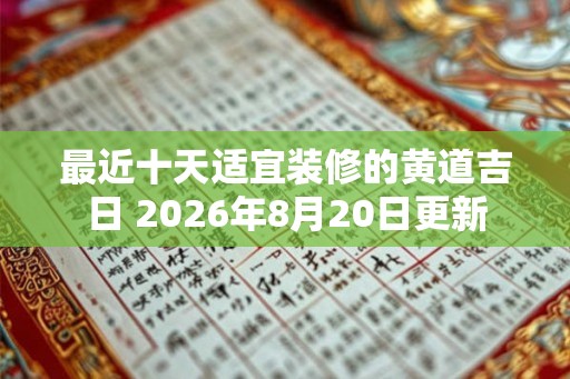 最近十天适宜装修的黄道吉日 2026年8月20日更新