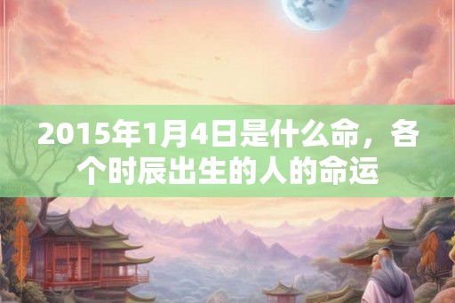 2015年1月4日是什么命，各个时辰出生的人的命运