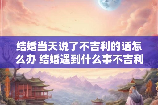结婚当天说了不吉利的话怎么办 结婚遇到什么事不吉利