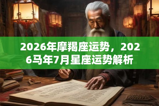 2026年摩羯座运势，2026马年7月星座运势解析