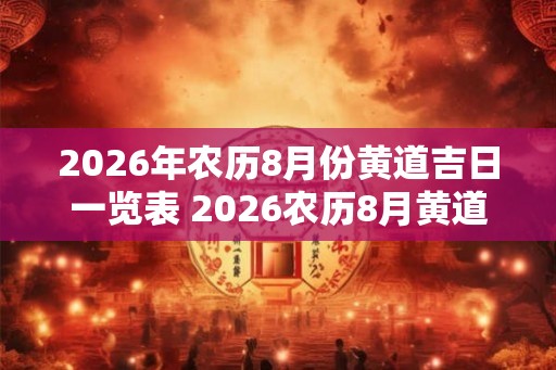 2026年农历8月份黄道吉日一览表 2026农历8月黄道吉日查询 2026年农历8月份黄道吉日一览表 2026农历8月黄道吉日查询