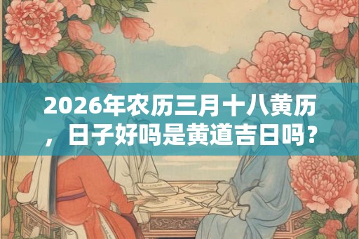 2026年农历三月十八黄历，日子好吗是黄道吉日吗？