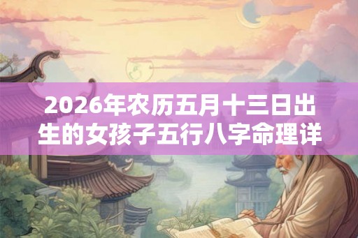 2026年农历五月十三日出生的女孩子五行八字命理详解