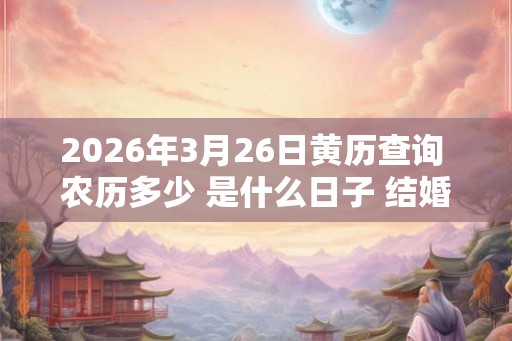 2026年3月26日黄历查询 农历多少 是什么日子 结婚吉时