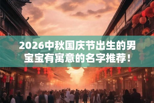 2026中秋国庆节出生的男宝宝有寓意的名字推荐！