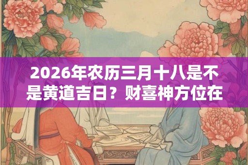 2026年农历三月十八是不是黄道吉日？财喜神方位在哪？