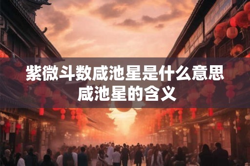 紫微斗数咸池星是什么意思 咸池星的含义